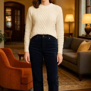 Coldwater Creek Pants 10 Blue Corduroy Straight Leg Casual Cozycore Winter